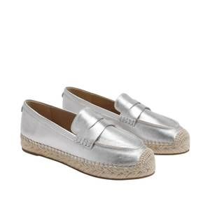 NEW SAM EDELMAN women's kai espadrille flat loafer in soft silver